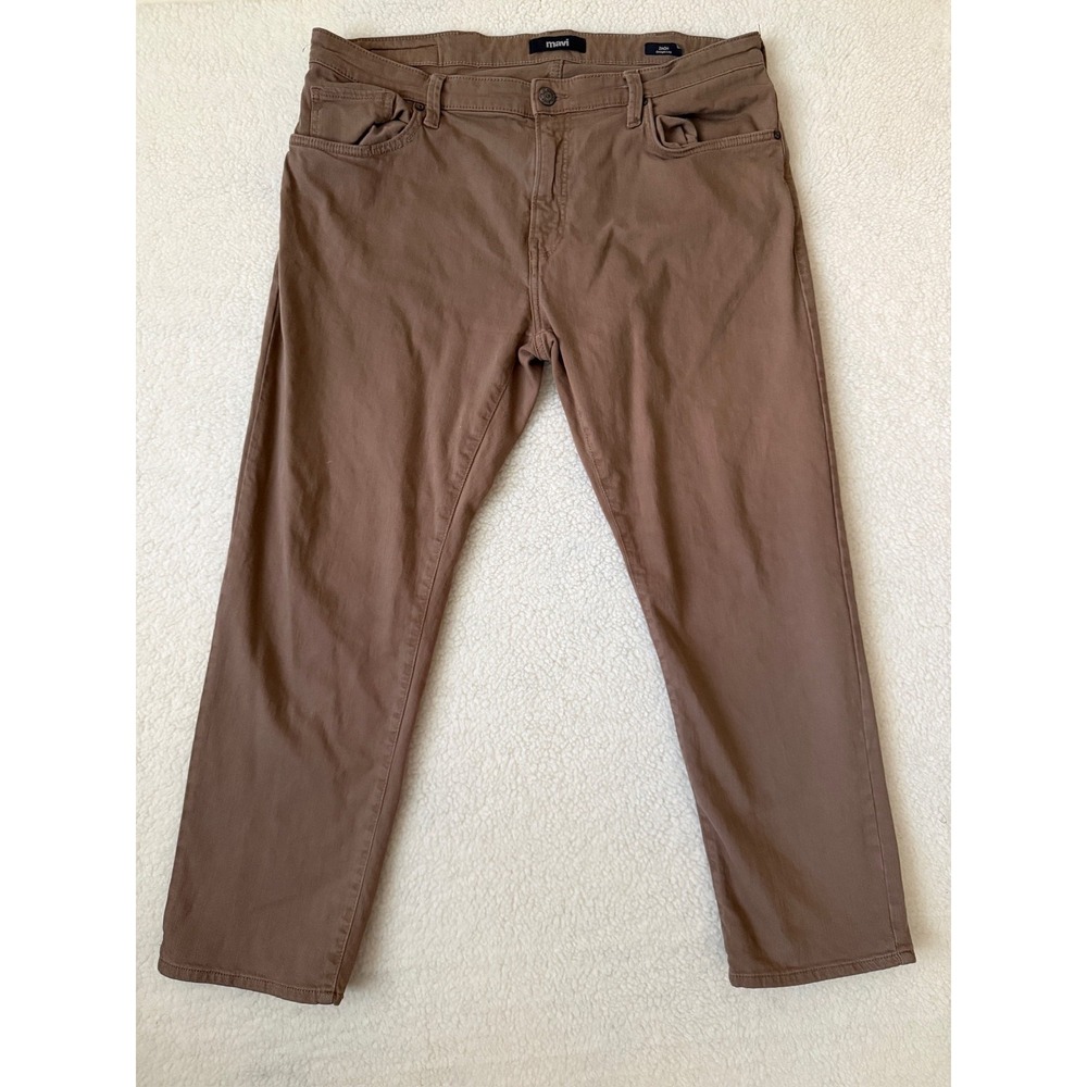 Mavi Zach Jeans Mens 38x30 Brown Straight Stretch Denim Med Wash Casual Pants
